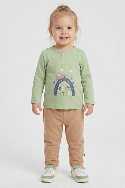 Popees Toddlers Girl 2 Pcs Graphic Print Top And Pants Set, Multicolor