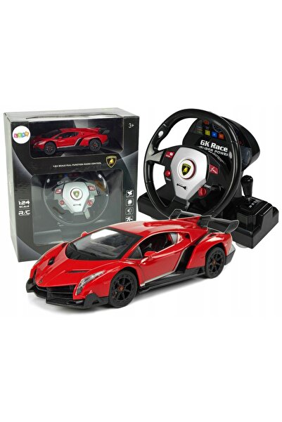 LeanToys Mașină teleghidată RC Lamborghini Veneno cu volan, roșie, 1:24
