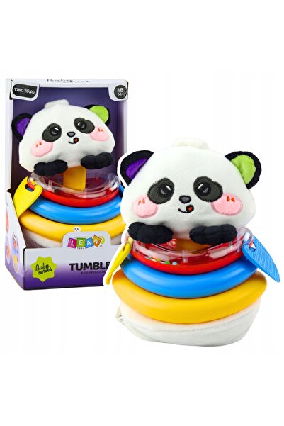 LeanToys Jucărie educativă Panda Tumbler care se balansează cu inele colorate