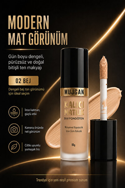 MUJGAN Kalıcı Mat Bitişli Sıvı Tam Kapatıcılı Fondöten
