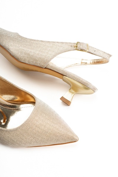 Satenora Nesa Women's Silvery Open-Back Low-Heeled Shoes