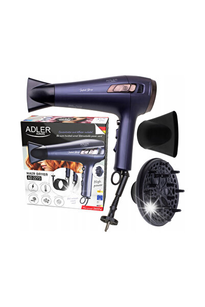 adler Uscător puternic 2400W cu cablu retractabil + Difuzor + Suflantă rece