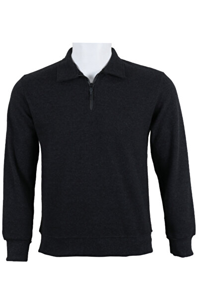 Modarar Men's Sweater with Half Zipper Anthracite Color Rar01377