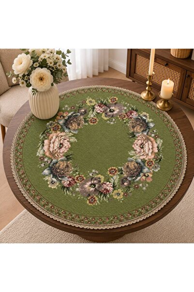 Yeshome Collection Buchet Vintage 95 cm Husă rotundă pentru masă de cafea, ti...
