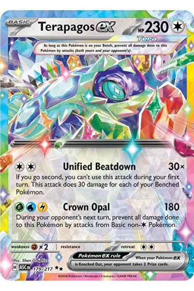 Pokemon TCG Terapagos Ex # 179 Pokemon Ascended Heroes Original Card