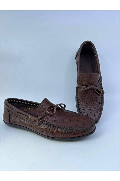 Papuccu Brown Lace-Up Men's Genuine Leather Loafer