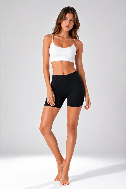 ROZELT Women's Clothing Black Cotton & Modal Lycra Shorts Leggings