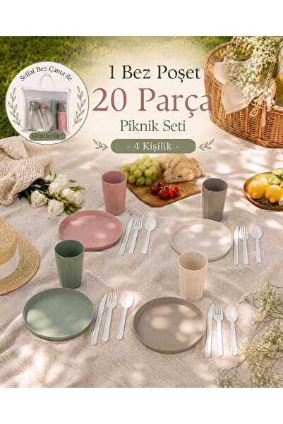 Okyanus Home Şeffaf Çantalı 20 Parça Piknik Seti - 4 Kişilik