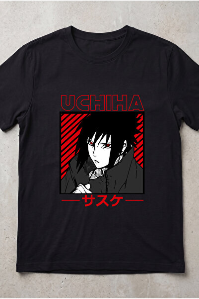 Silkensoul Naruto Sasuke Uchiha Anime Printed Standard Cut Unisex Tshirt