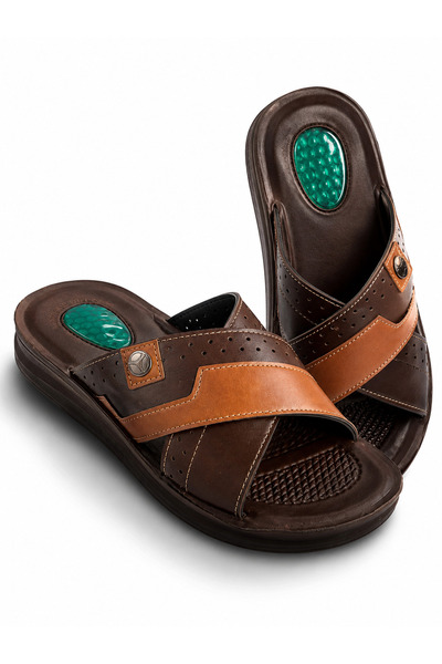 Wordex Vzyn 9912 Lightweight Soft Sole Comfort Gel Cross Band Men's Slippers