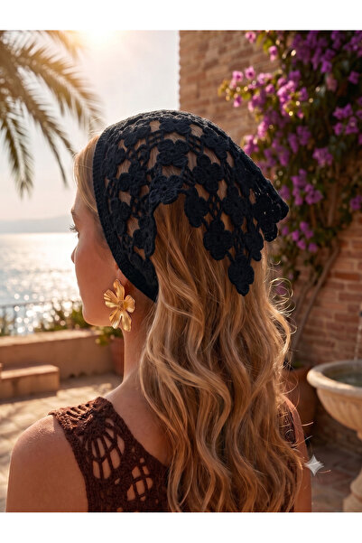 FioraWear Bohem Tarz Örgü Bağlamalı Taçlı Bandana