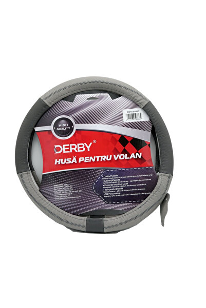 Derby Steering wheel cover, genuine Leather, grey (37-39 cm)