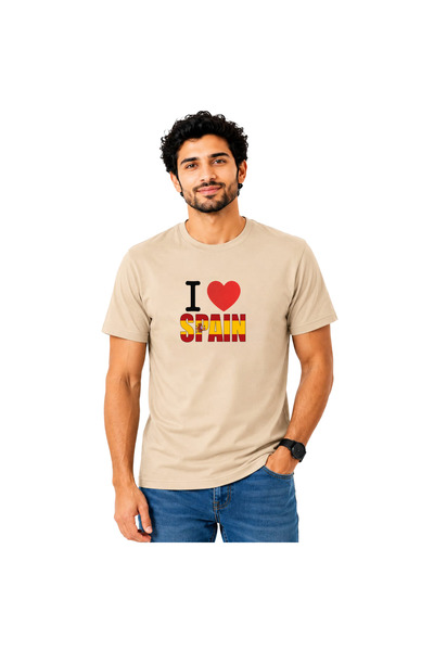 Yoo Street Men’s I Love Spain Graphic Printed T-Shirt – Spanish Flag Design M...