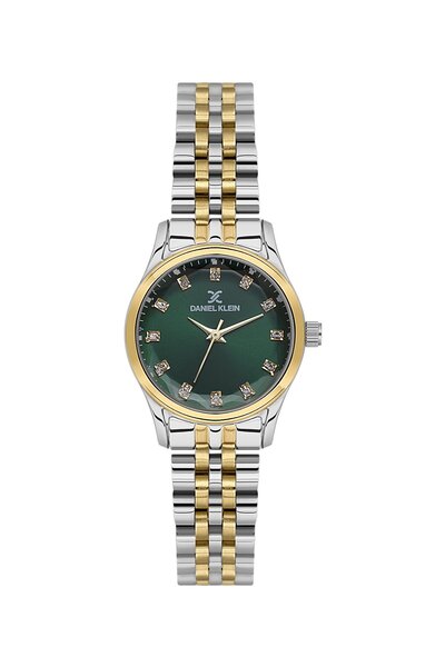 Daniel Klein 28 mm Women's Wristwatch with Green Dial and Gold Silver Color S...
