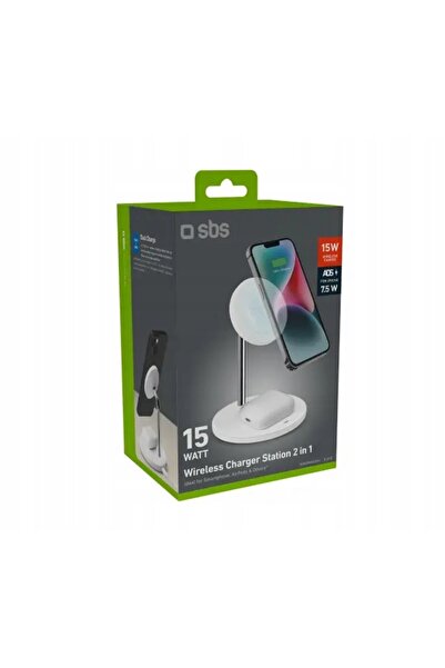 SBS Încărcător cu inducție MagSafe 2 în 1 15W Alb