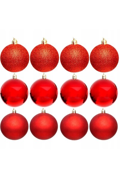 NO BRAND Bombki DECORATIUNI DE CRACIUN Set 6 cm Rosu (12 bucati)