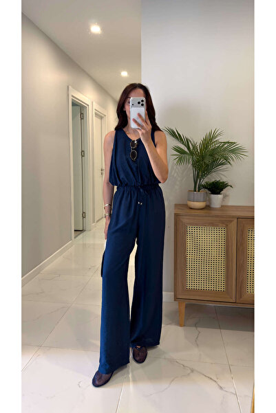 BİRCANÇİL Edisa Navy Blue Blouse and Pants Set