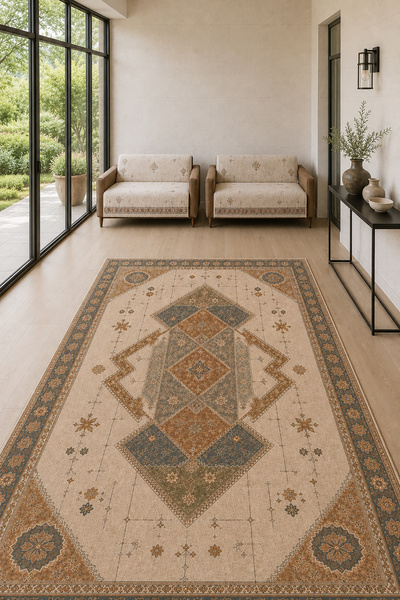 GECE HOME طقم من 3 قطع: 2 غطاء أريكة مقاس 165x215 سم + 1 سجادة مطبوعة رقمياً بقاعدة مانعة للانزلاق مقاس 4 متر مربع 160x230 سم