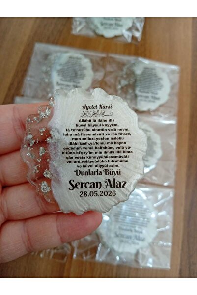 SevgiliAtolyemm Silver Epoxy Magnet (10 Pieces) Wedding Gift Engagement Promi...