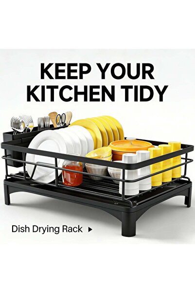 Generic Black Stainless Steel Dish Drying Rack Space Saving Kitchen Counterto...