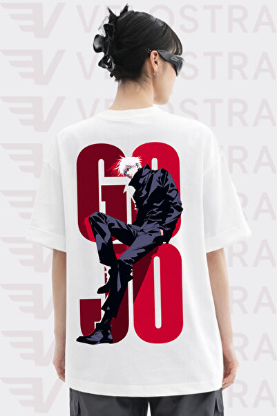 Velostra Unisex Jujutsu Kaisen Gojo Anime Printed Oversize Crew Neck Cotton D...