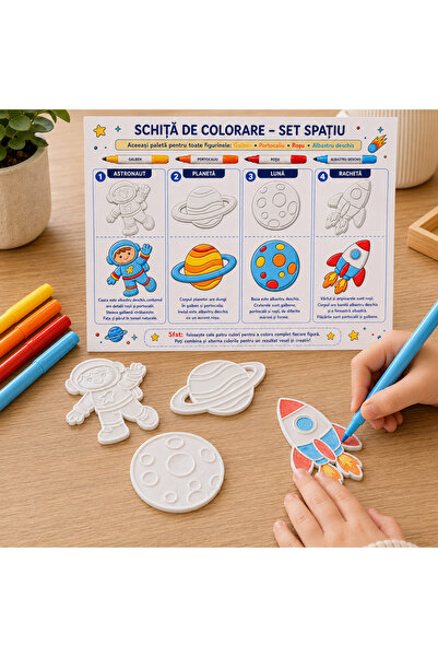 sportivoshop Set artizanat creativ de colorat pentru copii, tematica spatiala...