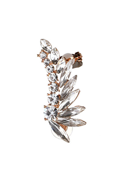 VeeShop Elegant ear cuff earring, double row of round and pointed crystals