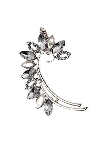 VeeShop Arched ear cuff earring, petals decorated with round and cat-eye crys...