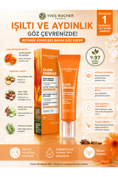 Yves Rocher Glow Energie Anti-Dark Circle - Eye Contour Moisturizing and Brig...