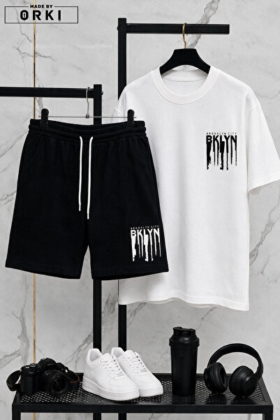 EFFRENATU Bklyn Printed Cotton Fabric Men's T-Shirt-Shorts Set