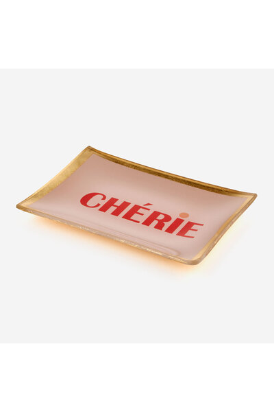 GIFT COMPANY Beige Glass Cherie Decorative Plate 10X0,8X14,2 cm