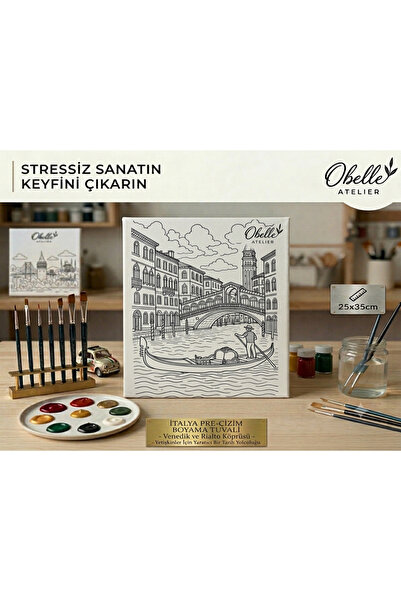 obelleatelier Obelle Atelier Venedik Boyama Tuvali 25x35 cm | Rialto Köprüsü ...