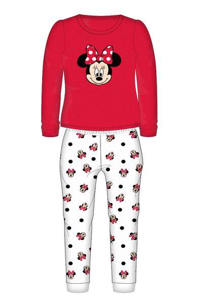 Disney Minnie Pijama roșie 2-8 ani cu bluză brodată și fleece moale 100% poli...
