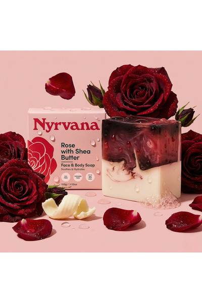Nyrvana Rose & Shea Butter Soap Bar 100g – Natural Moisturizing Bathing Bar f...