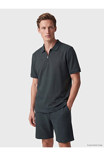 LC Waikiki Green Polo Collar Textured Men's T-Shirt
