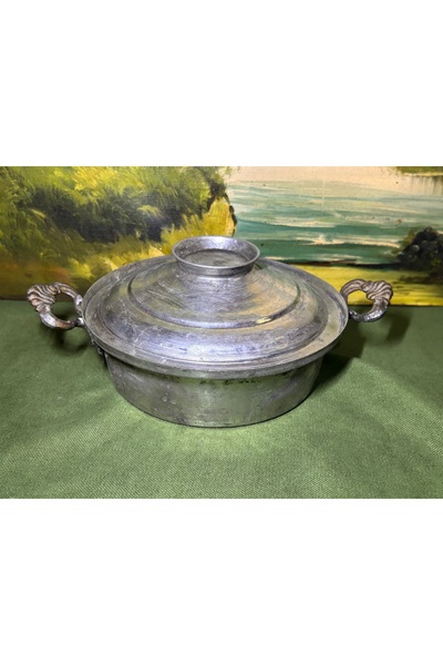 tayfuntufan Antique Copper Pan with Lid 18 cm Diameter 5 cm High