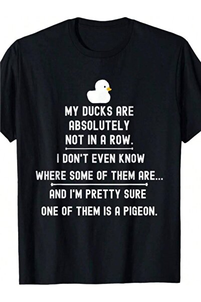 01THEONE تي شيرت رجالي مضحك بتصميم "My Ducks Aren't In A Row" - تصميم سايبربا...