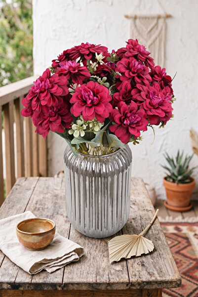 Yapay Çiçek Deposu Artificial Flower 7-Piece Bliss Dahlia Bunch 36 cm Fuchsia