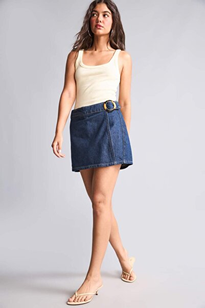 DeFacto Asymmetrical Cut Mini Jean Shorts I3185Ax26Hs