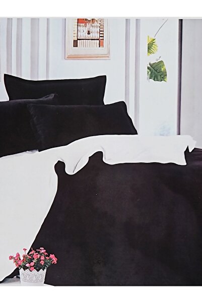 MILANO COLLECTION Set lenjerie de pat dublu Finet 4 piese MC-5184 Negru/Alb