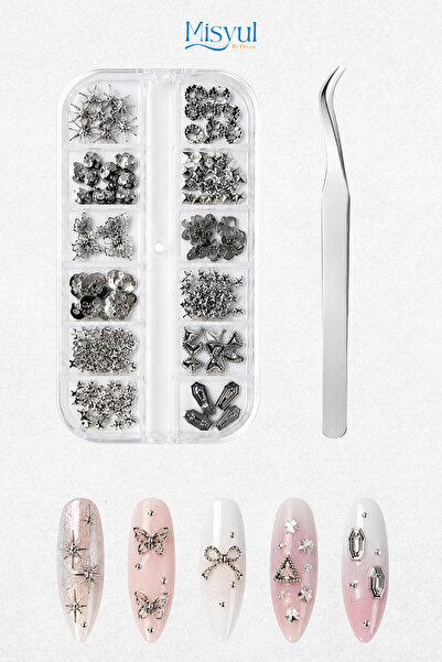 Misyul Tırnak Süsleme Metal Charm Seti, Nail Art Tırnak Süslemesi