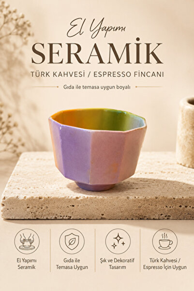 Earthly Co El Yapımı Seramik Espresso/Türk Kahvesi Fincanı Homemade Bardak