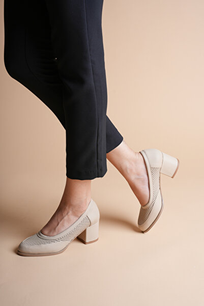 ANALİN SHOES Women's Genuine Leather Casual Heeled Shoes