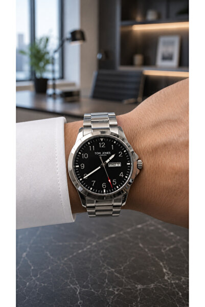 Tom Jones Men's Wristwatch Black Dial Suitable for Daily Use 5 Atm Water Resi...