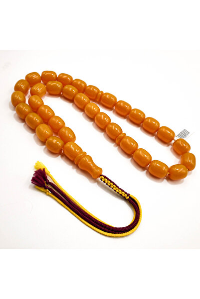 Generic Muski Afghani Rosary 33 Beads 15x17.5mm Golden Amber Prayer Beads Tas...