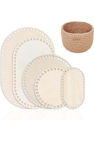 OEM Set de 5 baze pentru coșuri croșetate, din lemn de tei, 15/20/25/30 cm, o...