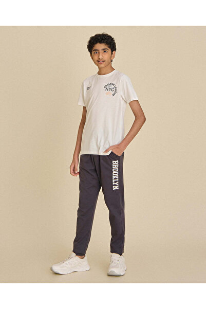 REDTAG Senior Boys White T-Shirt And Long Pants Casual Set