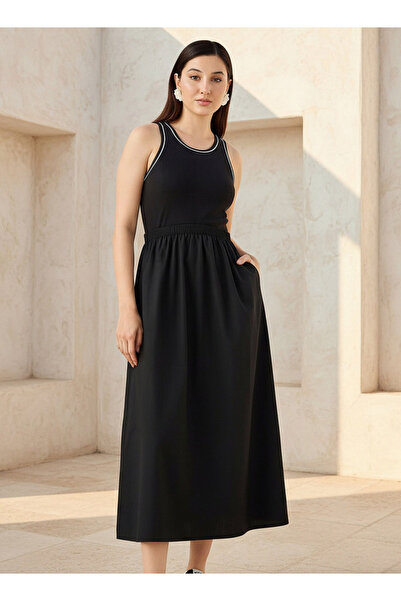 FAV A LINE KNIT WOVEN DRESS