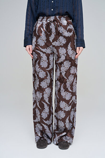 Orfeo Negro Women's Shawl Patterned Tie-Waist Palazzo Trousers
