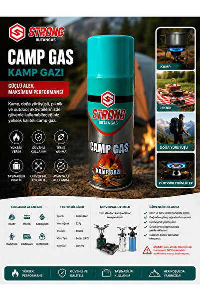 Strong Butan Gaz Kamp Gazı 227 Gr Kamp Ocağı Kartuşu Tüpü Piknik Outdoor Gazı
